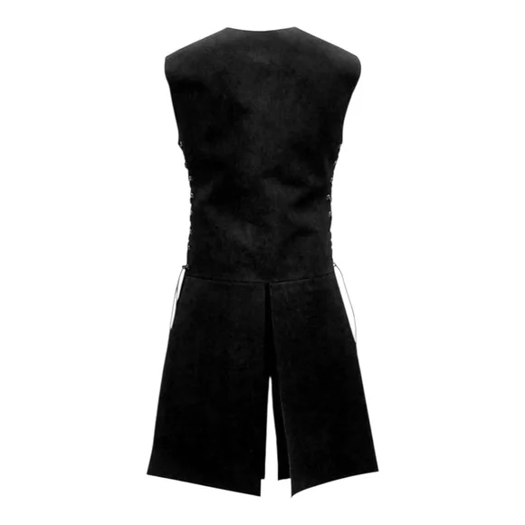 Goth tunic dress  long black corset sides size 3L pop over studded warrior - Picture 4 of 14